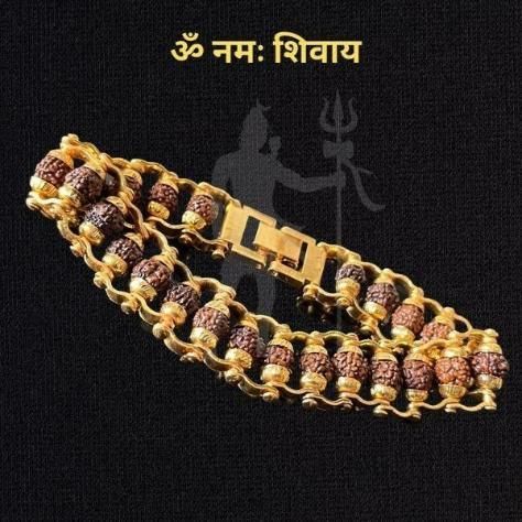 Gold Plated modern Rudraksha Bracelet for Men