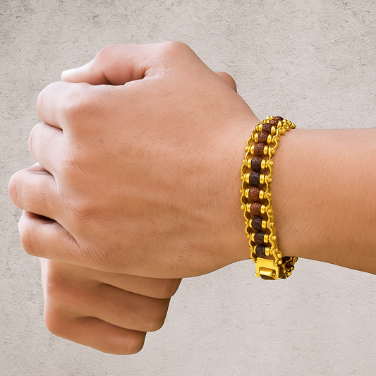 Gold Plated modern Rudraksha Bracelet for Men