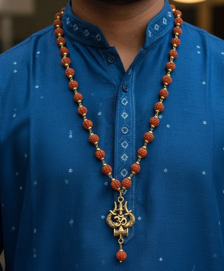 Panchmukhi Rudraksha OM Shiva Trishool Mala